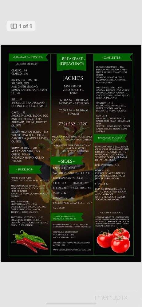 Jackie's Sandwich Shop - Vero Beach, FL menu_pic