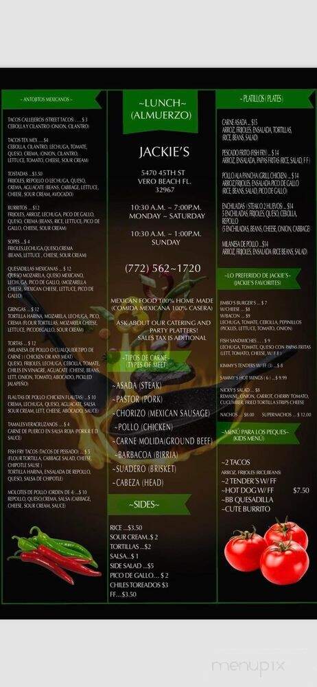 Jackie's Sandwich Shop - Vero Beach, FL menu_pic