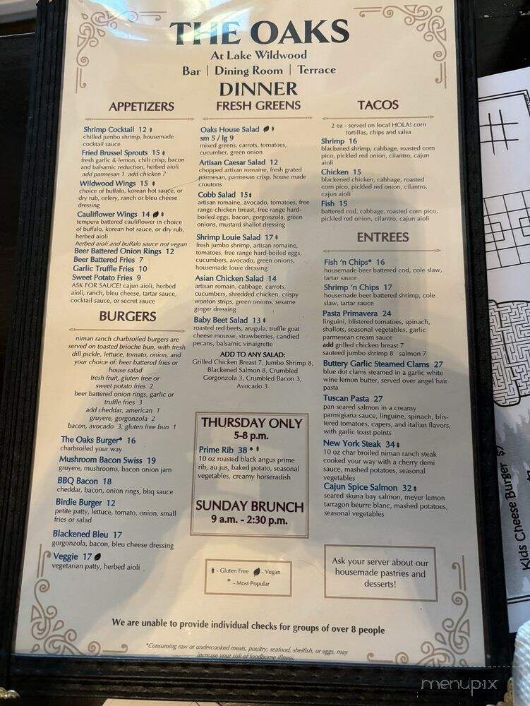 Lake Wildwood Club House - Penn Valley, CA menu_pic