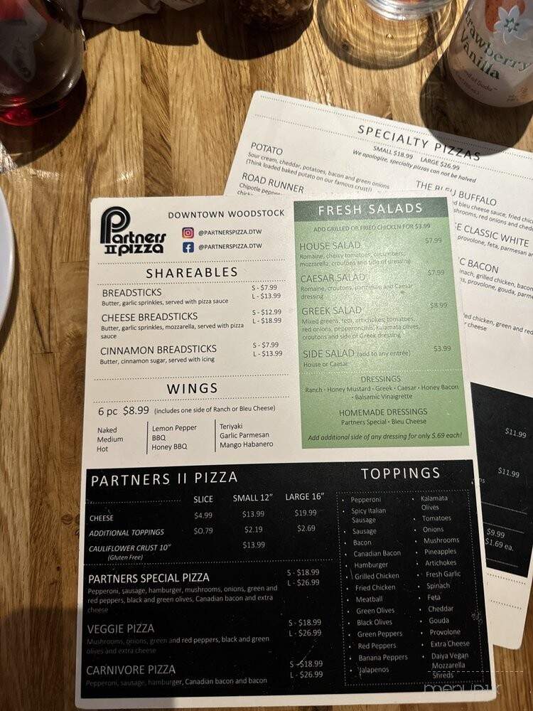 Partner's II Pizza - Woodstock, GA menu_pic