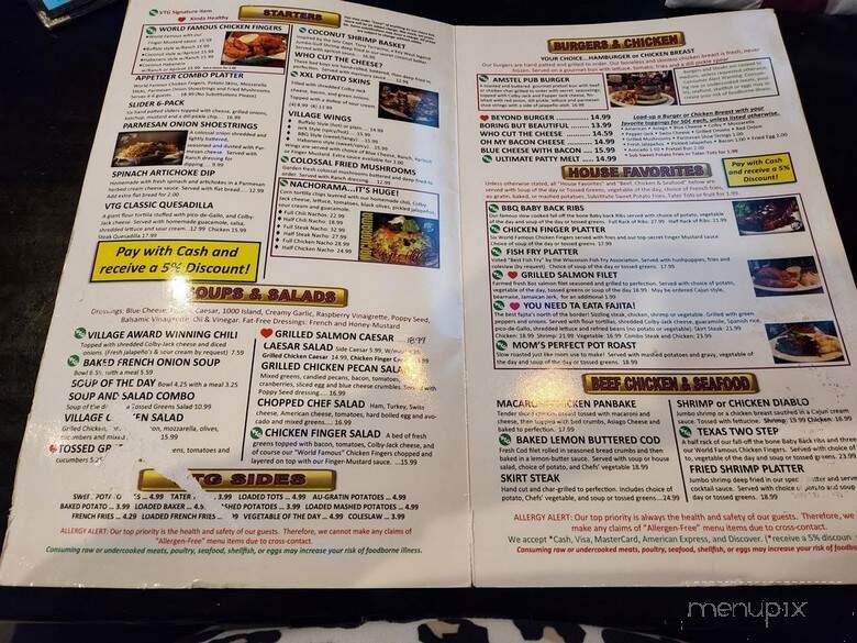 Village Tavern & Grill - South Elgin, IL menu_pic