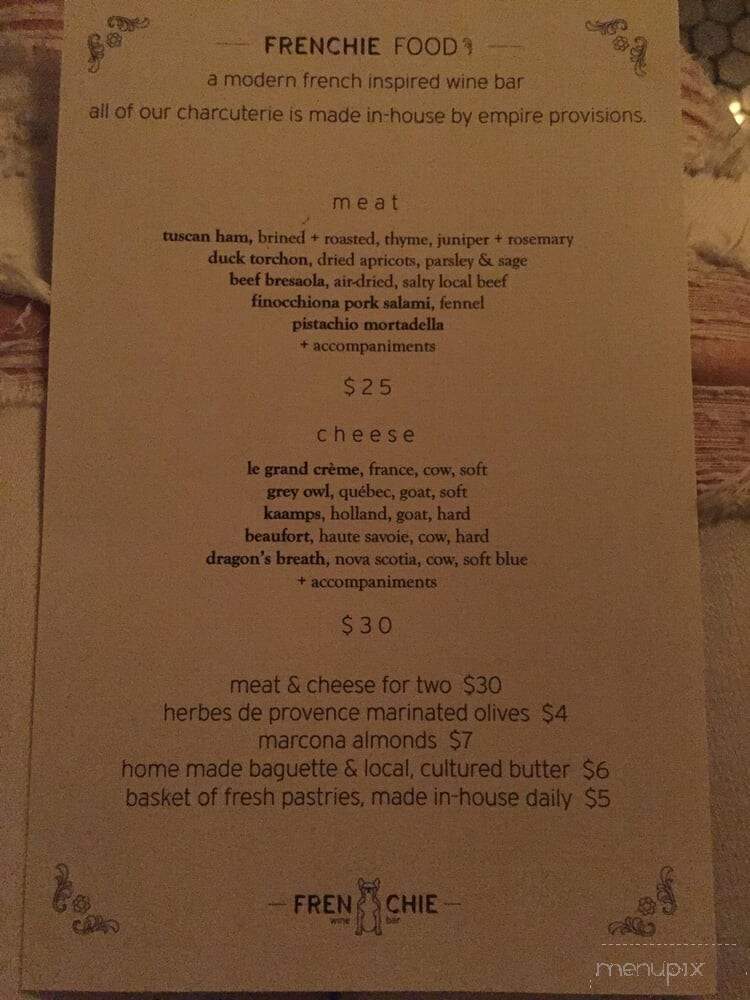 Frenchie Wine Bar - Calgary, AB menu_pic