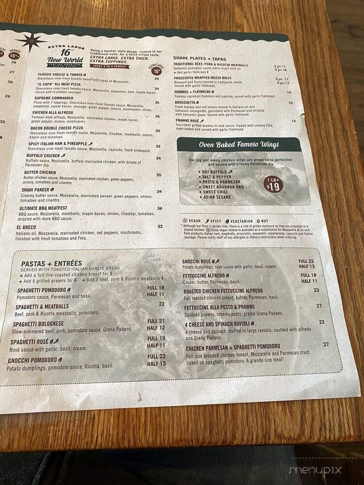 Famoso Neapolitan Pizzeria - Edmonton, AB menu_pic