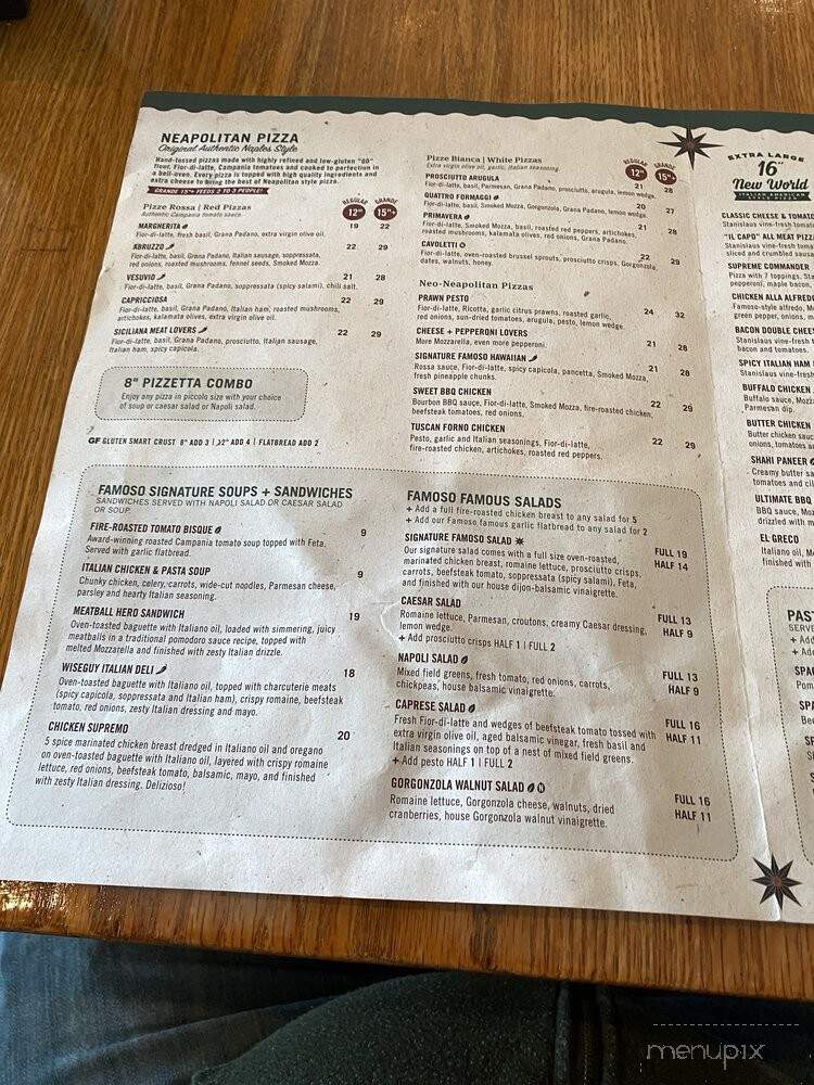 Famoso Neapolitan Pizzeria - Edmonton, AB menu_pic