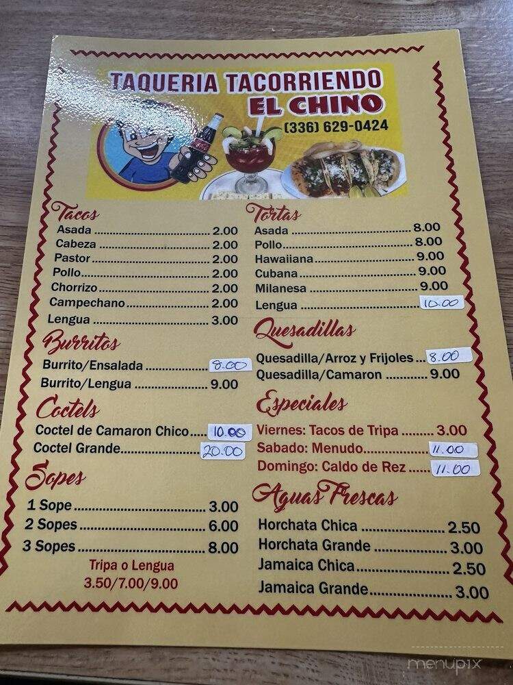 Taqueria Tacorriendo El Chino - Asheboro, NC menu_pic
