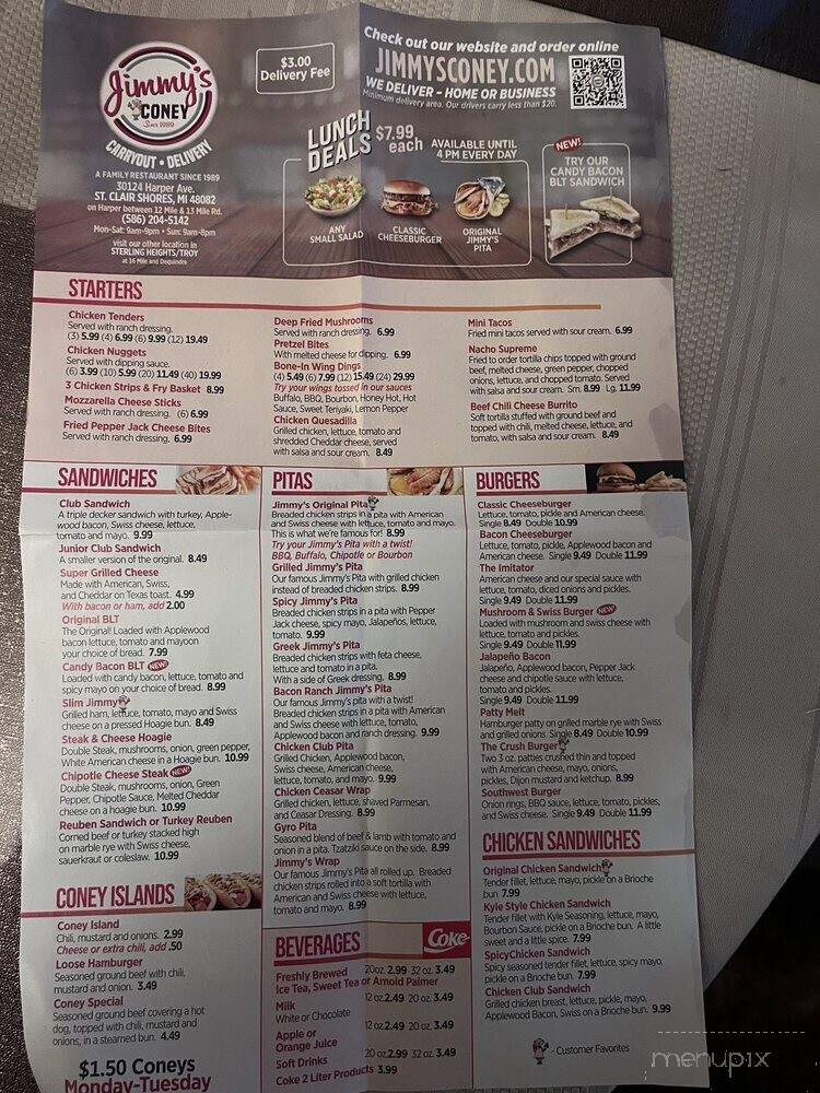 Jimmy's Coney Grill - Saint Clair Shores, MI menu_pic