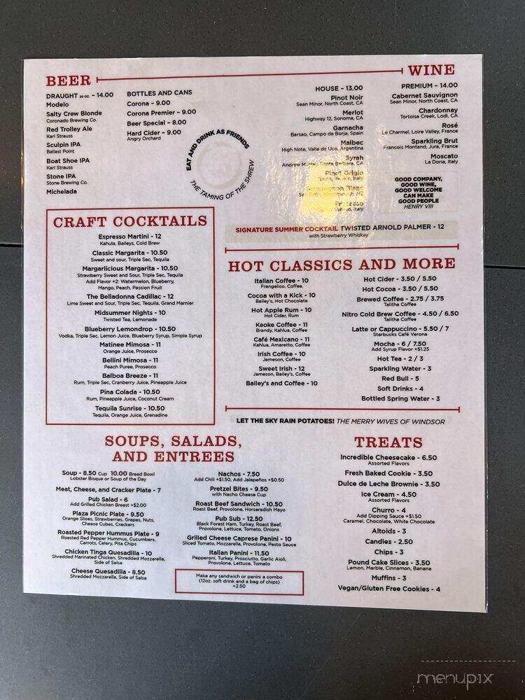 Lady Carolyn's Pub - San Diego, CA menu_pic