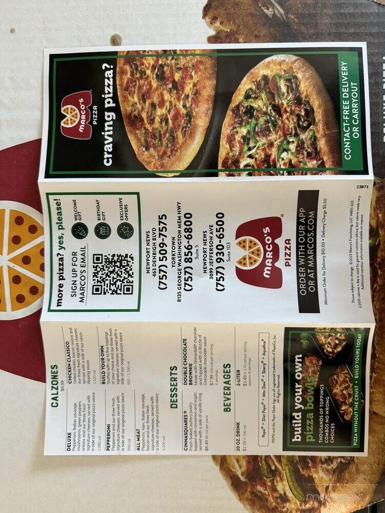 Marco's Pizza - Newport News, VA menu_pic