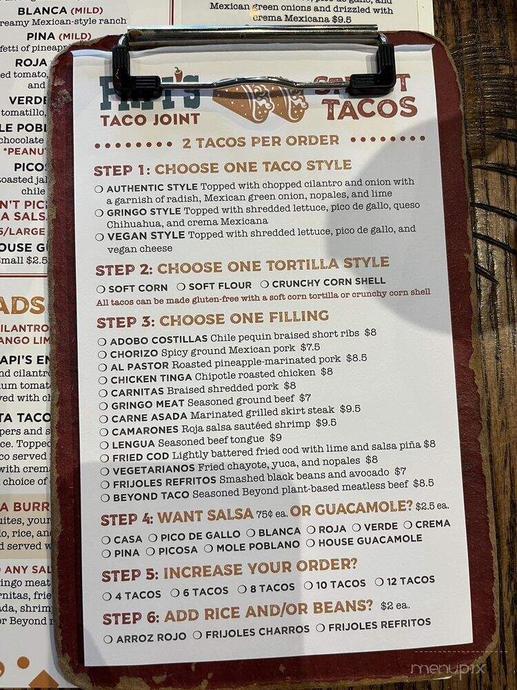 Papi's Tacos - Baltimore, MD menu_pic