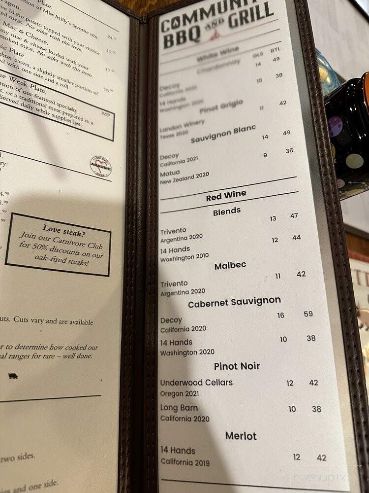 Community BBQ and Grill - Sachse, TX menu_pic