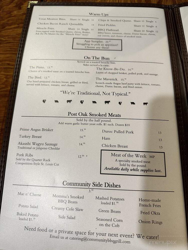Community BBQ and Grill - Sachse, TX menu_pic