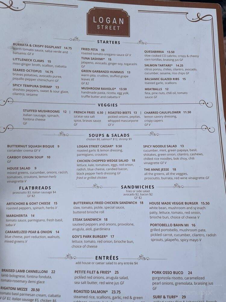 Logan Street Restaurant - Denver, CO menu_pic