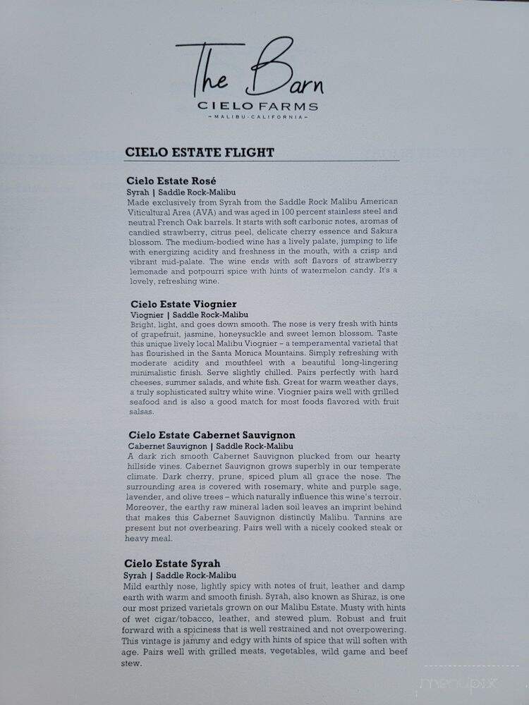The Barn - Malibu, CA menu_pic