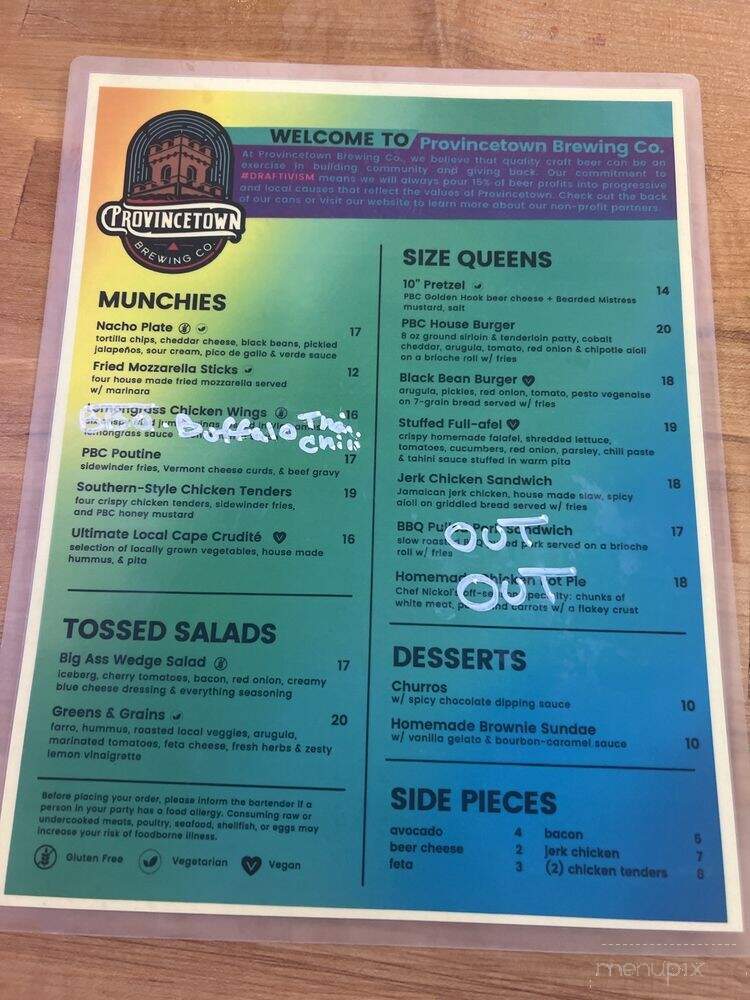 Provincetown Brewing - Provincetown, MA menu_pic