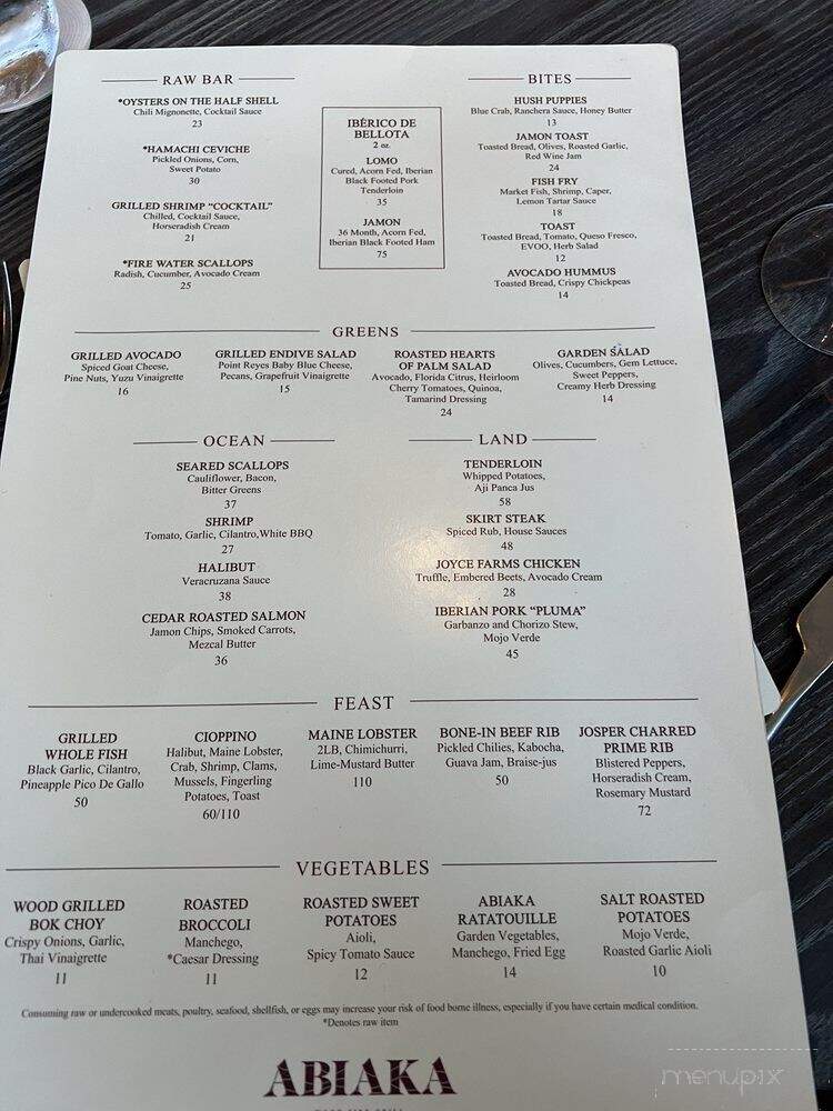Abiaka - Fort Lauderdale, FL menu_pic