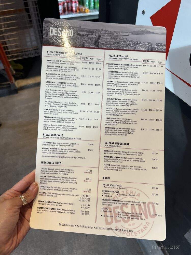 DeSano Pizzeria Napoletana - Austin, TX menu_pic