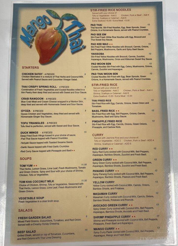 Mango Thai Cuisine - Garden City, SC menu_pic