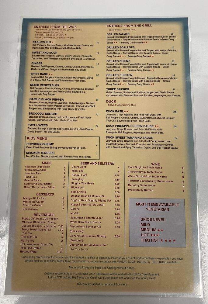 Mango Thai Cuisine - Garden City, SC menu_pic