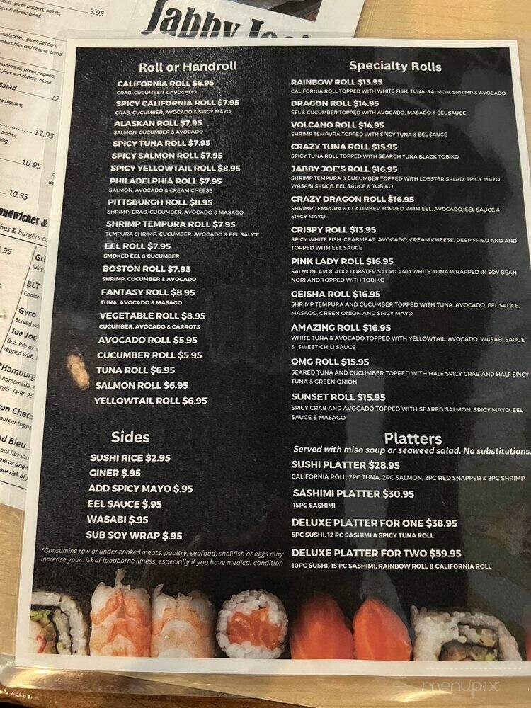 Jabby Joe's - McKees Rocks, PA menu_pic