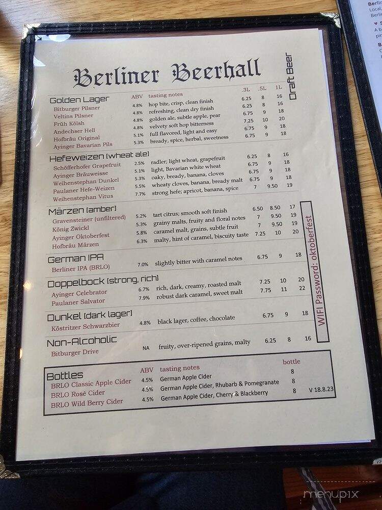 Berliner Beerhall - Tacoma, WA menu_pic