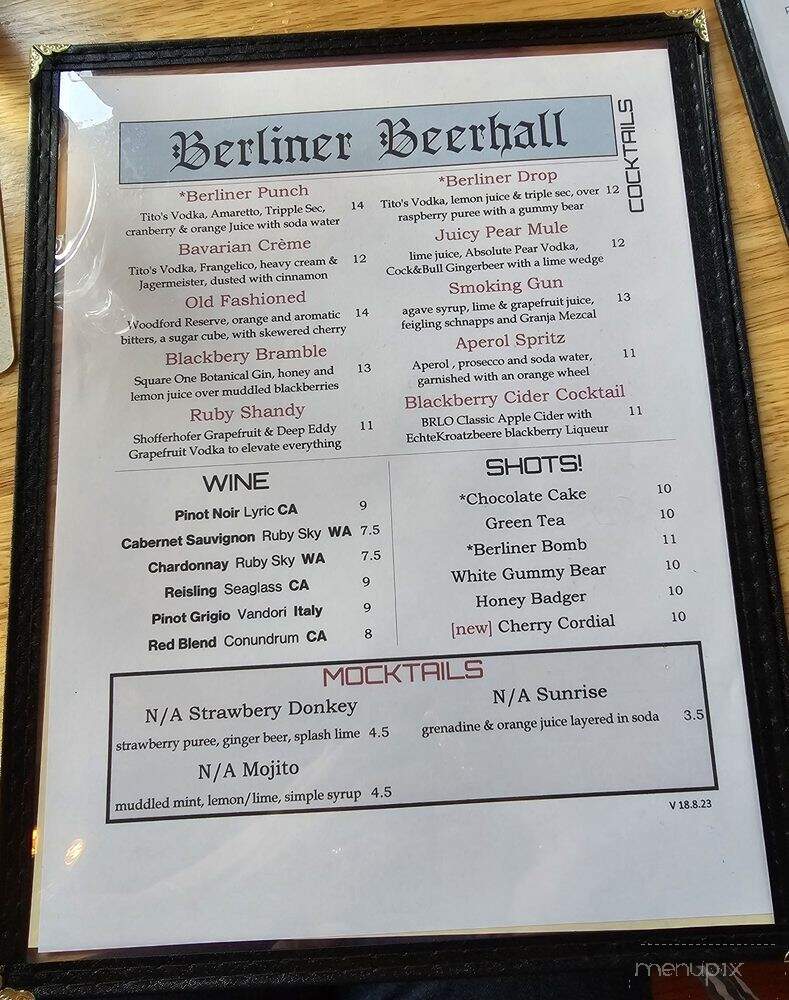 Berliner Beerhall - Tacoma, WA menu_pic