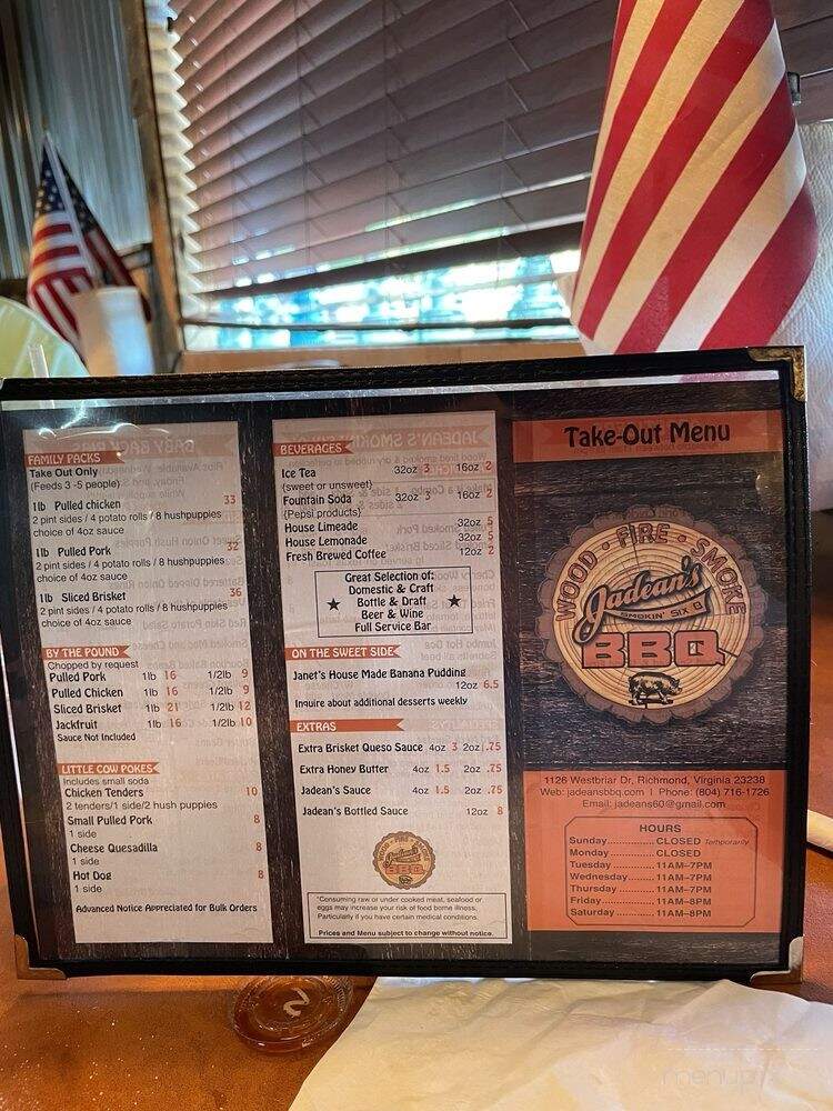 Jadeans Smokin Six O - Midlothian, VA menu_pic
