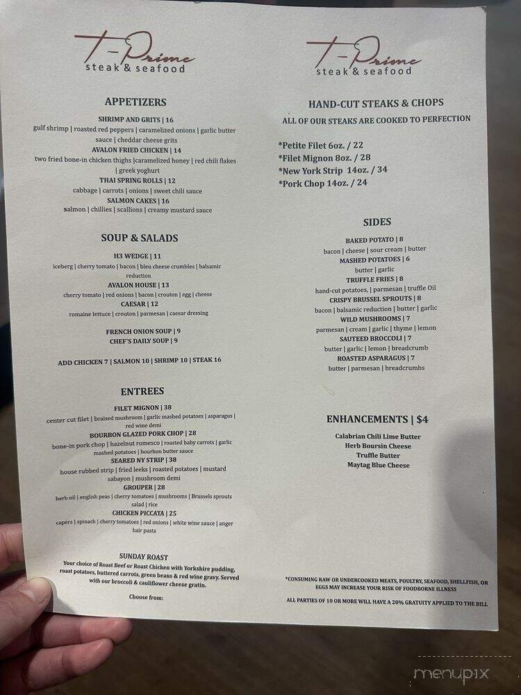 T-Prime Steak and Seafood - Lenoir City, TN menu_pic