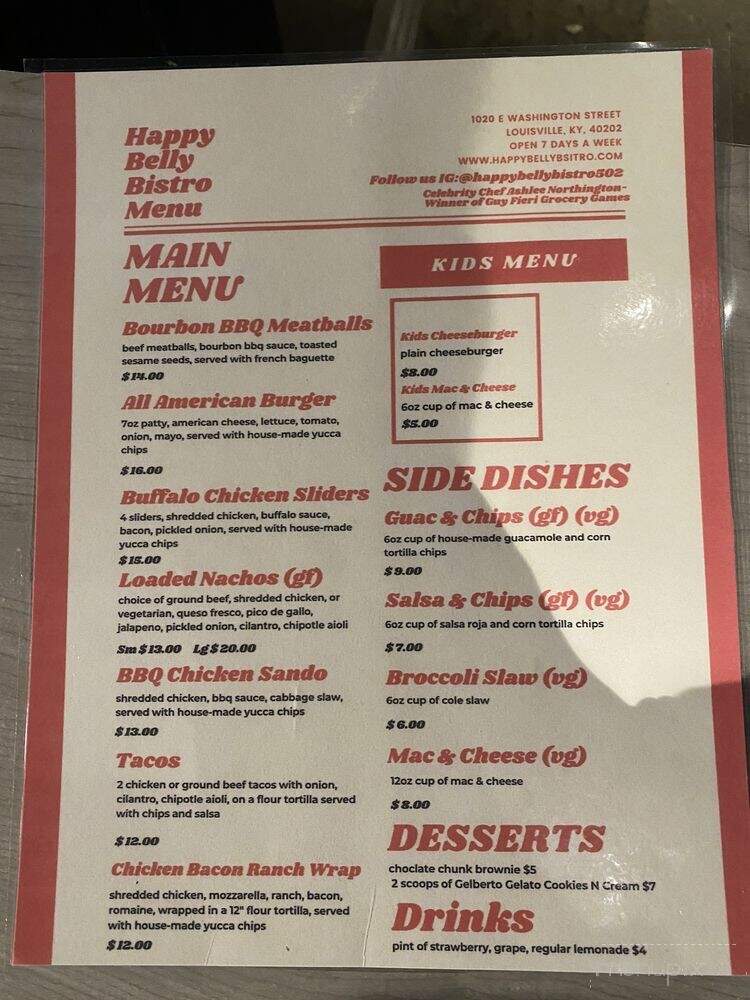 Happy Belly Bistro - Louisville, KY menu_pic