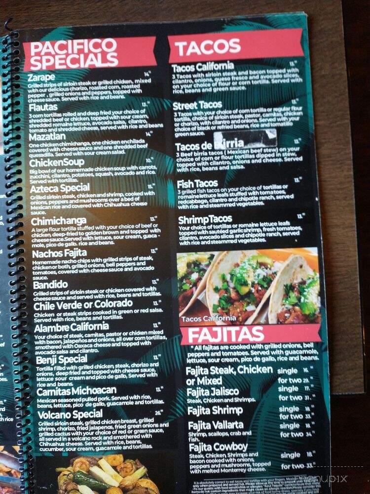 Pacifico Mexican Bar & Grill - Sheboygan, WI menu_pic