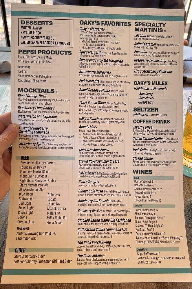 Oakys Tavern - Traverse City, MI menu_pic