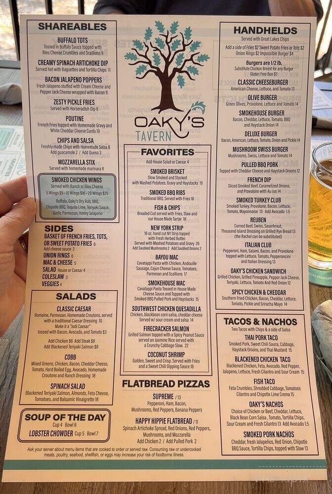 Oakys Tavern - Traverse City, MI menu_pic
