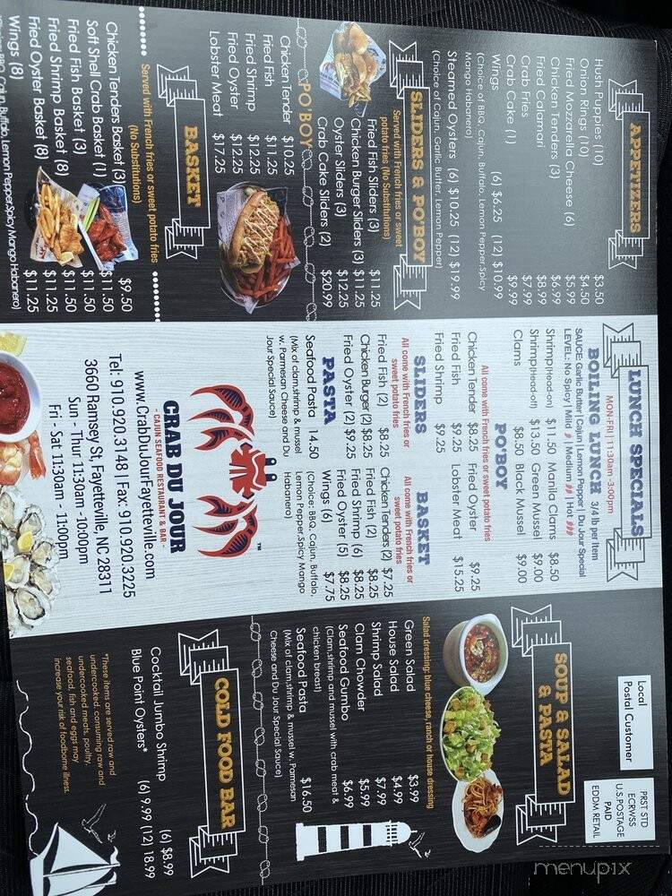 Crab Du Jour - Fayetteville, NC menu_pic