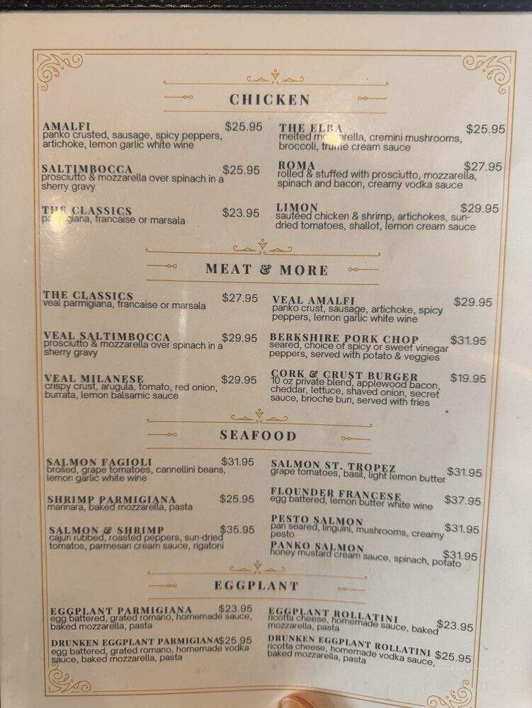 Cork & Crust Italian Mediterranean Kitchen - Harrington Park, NJ menu_pic