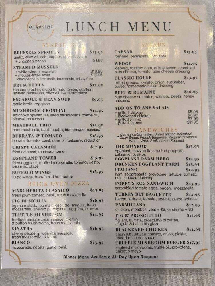 Cork & Crust Italian Mediterranean Kitchen - Harrington Park, NJ menu_pic