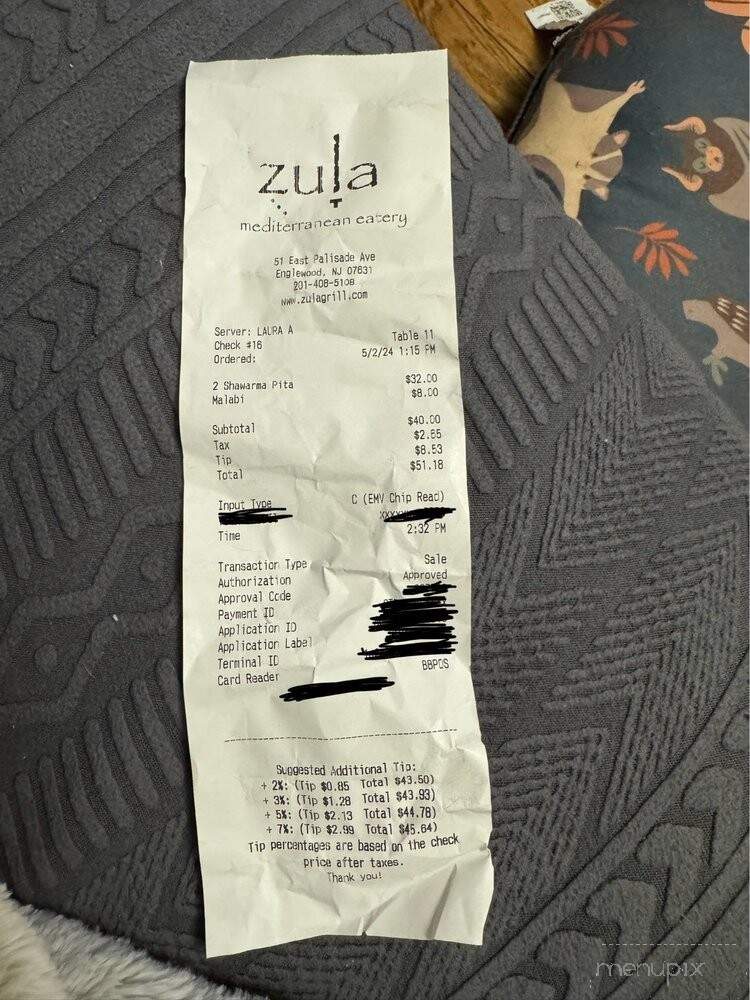 Zula Grill - Englewood, NJ menu_pic