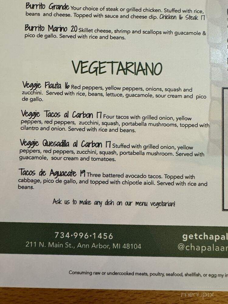 Chapala Mexican Restaurant - Ann Arbor, MI menu_pic