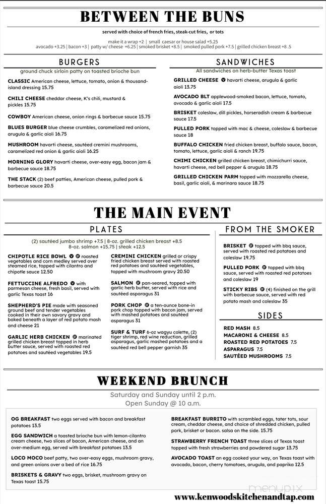 Kenwood's Kitchen & Tap - Costa Mesa, CA menu_pic