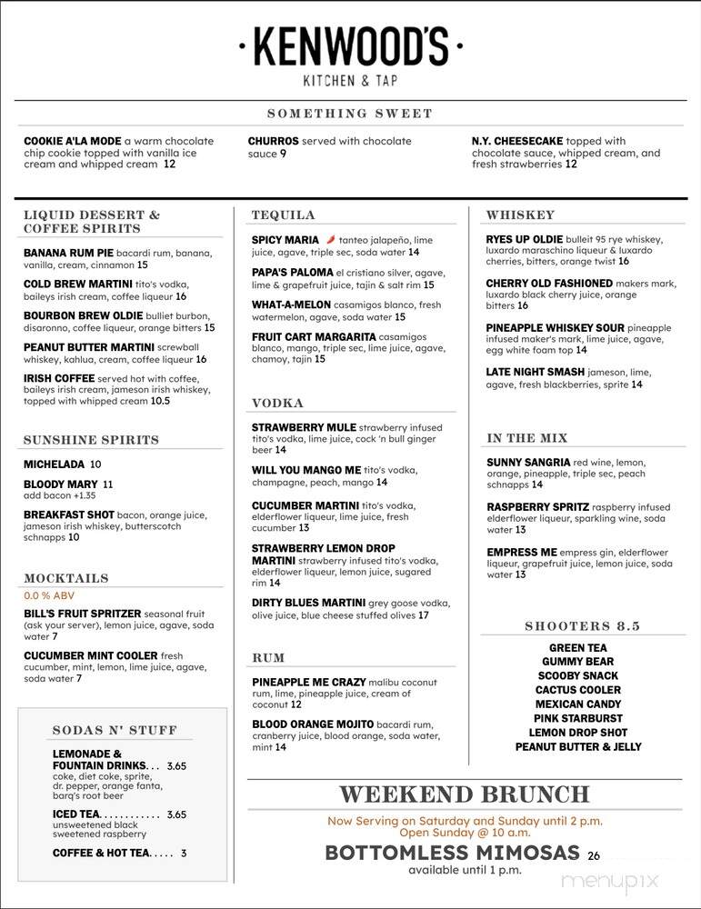Kenwood's Kitchen & Tap - Costa Mesa, CA menu_pic