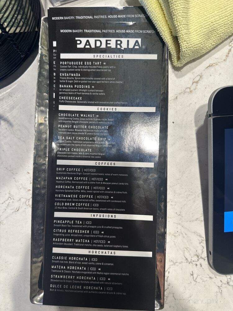 Paderia Bakehouse - Irvine, CA menu_pic