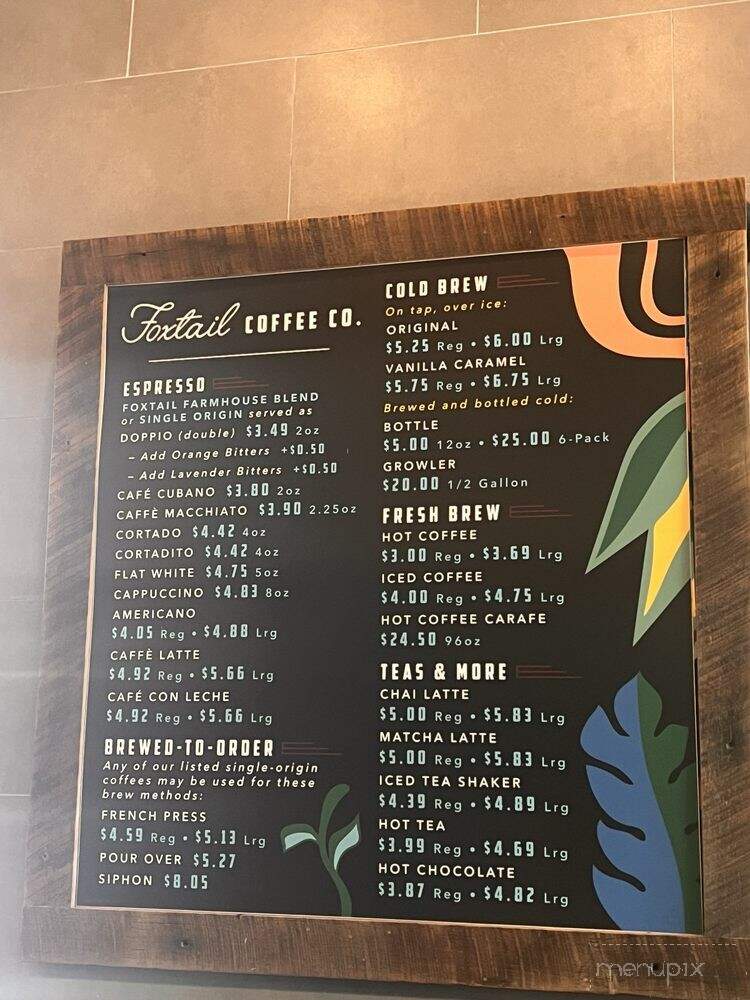 Foxtail Coffee - Eustis, FL menu_pic