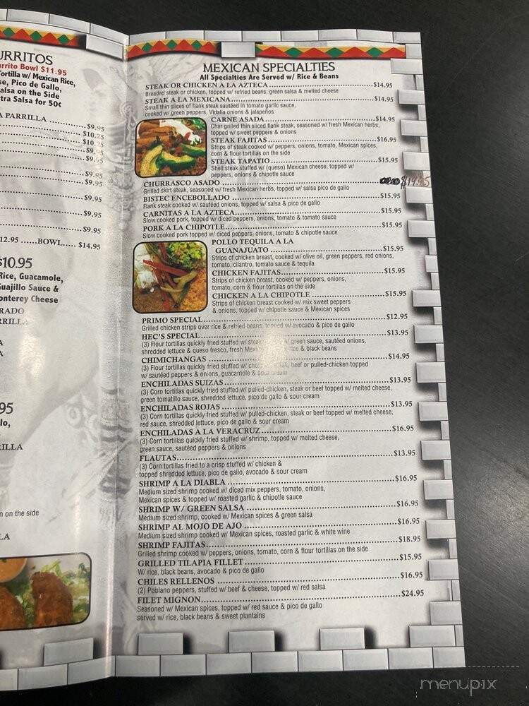 El Azteca Mexican Restaurant - Mahwah, NJ menu_pic