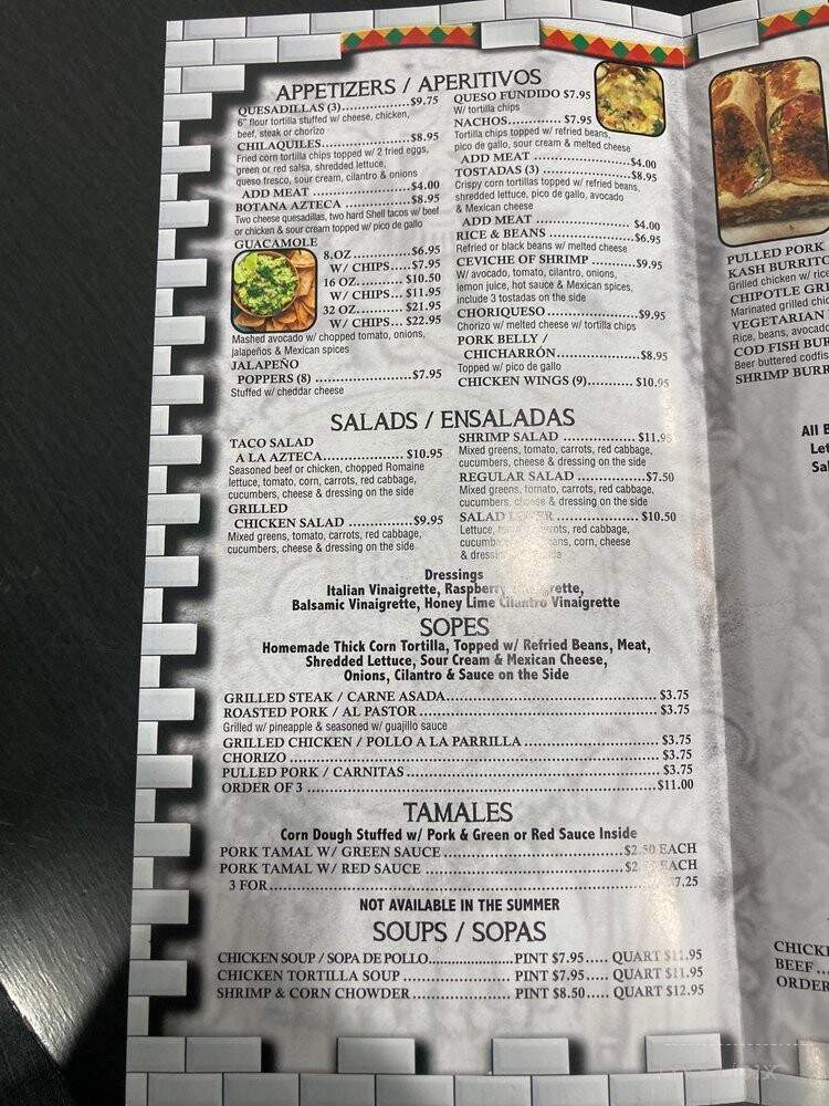 El Azteca Mexican Restaurant - Mahwah, NJ menu_pic