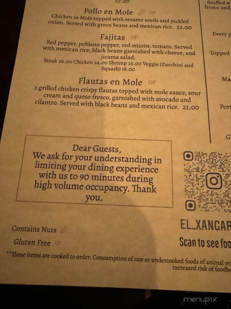 El Xangarrito - Chicago, IL menu_pic