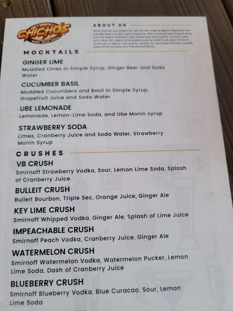 Chicho's Pizza - Virginia Beach, VA menu_pic
