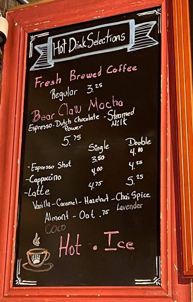 The Bear Claw Bakery - Mountain Club, CA menu_pic