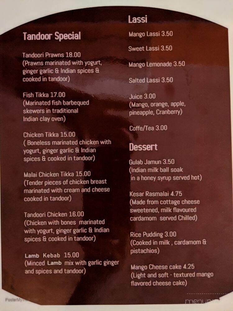 Aastha - Duncan, BC menu_pic