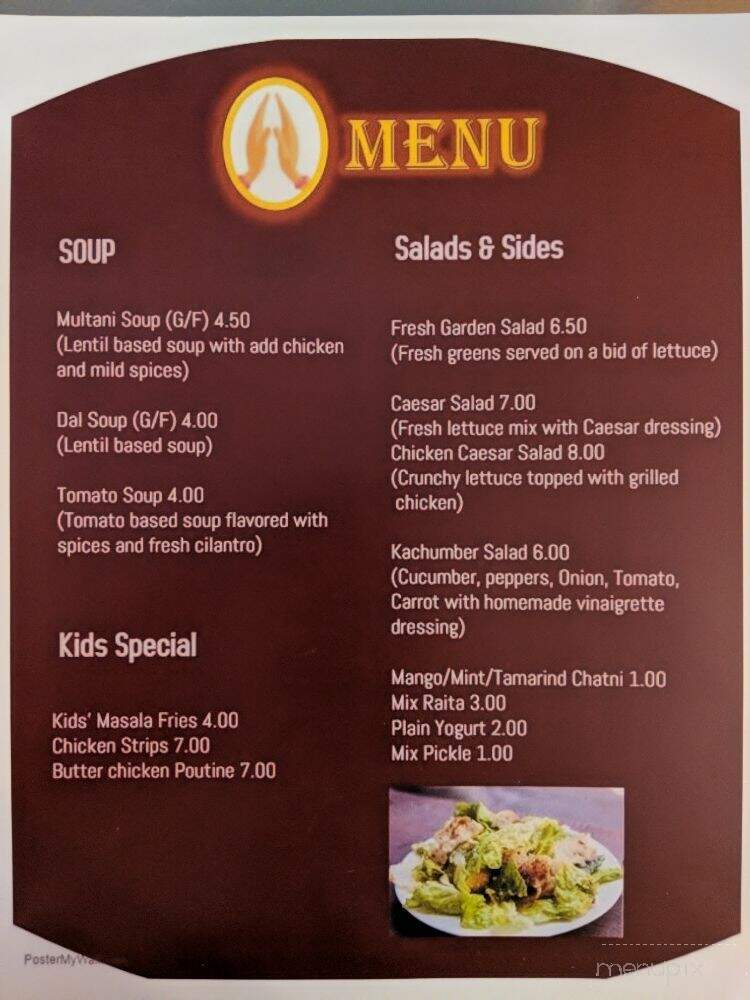 Aastha - Duncan, BC menu_pic