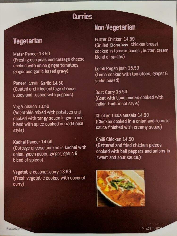 Aastha - Duncan, BC menu_pic