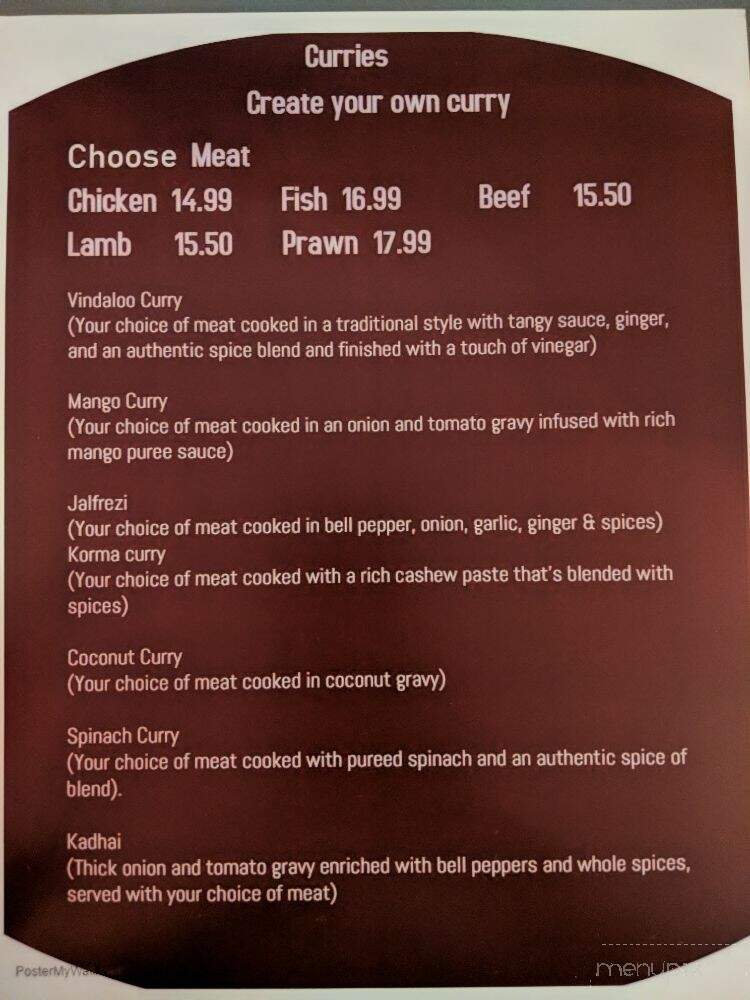 Aastha - Duncan, BC menu_pic