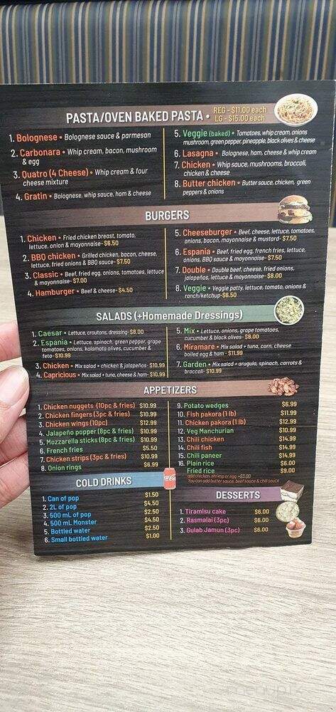 Espania Pizzeria - Edmonton, AB menu_pic